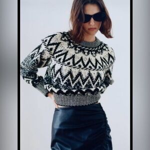 Zara Black and White Chevron Sweater